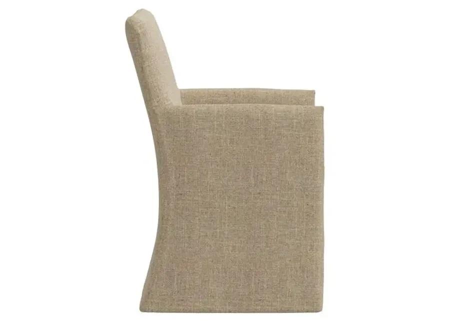 Edith Slipcover Dining Armchair - Linen - Brown