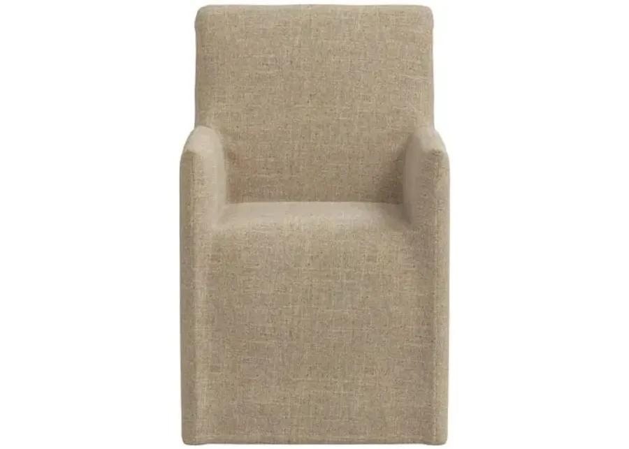 Edith Slipcover Dining Armchair - Linen - Brown