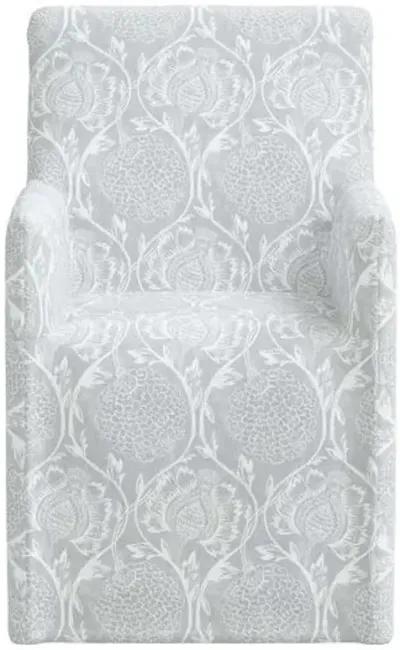 Edith Slipcover Dining Armchair - Ranjit Floral - Gray