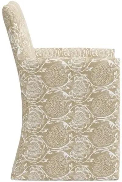 Edith Slipcover Dining Armchair - Ranjit Floral - Beige