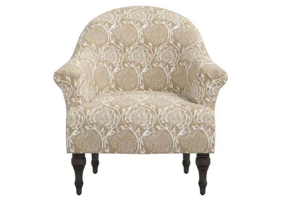 Charlotte Accent Chair - Ranjit Floral - Beige, Comfortable, Durable, Cushioned