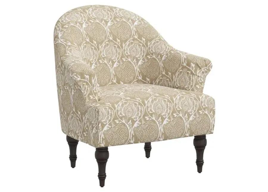 Charlotte Accent Chair - Ranjit Floral - Beige, Comfortable, Durable, Cushioned