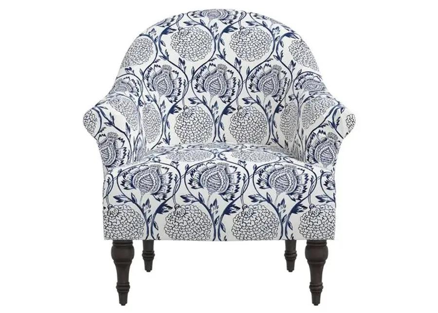 Charlotte Accent Chair - Ranjit Floral - Blue, Comfortable, Durable, Cushioned