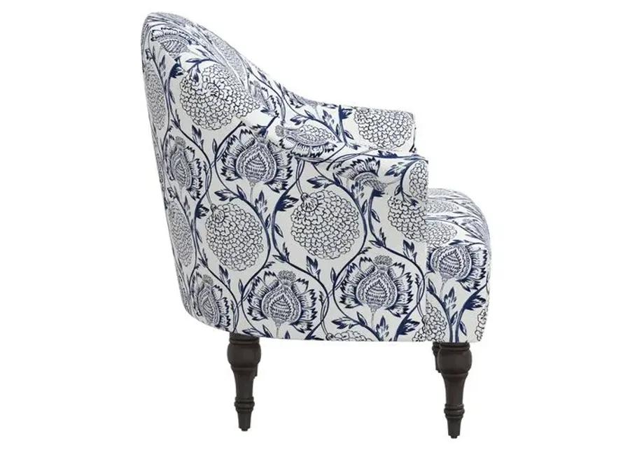 Charlotte Accent Chair - Ranjit Floral - Blue, Comfortable, Durable, Cushioned