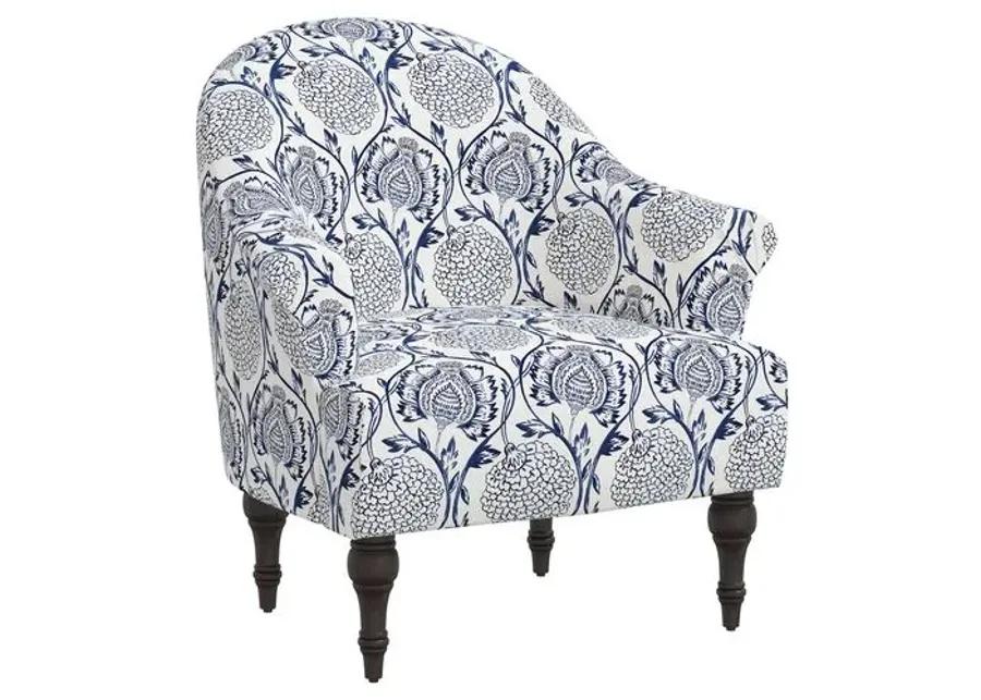 Charlotte Accent Chair - Ranjit Floral - Blue, Comfortable, Durable, Cushioned