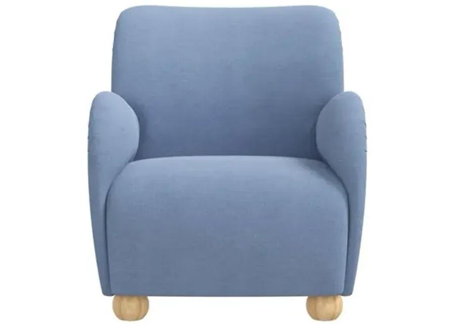 Luna Accent Chair - Linen - Blue, Comfortable, Durable, Cushioned, Linenlike Upholstery