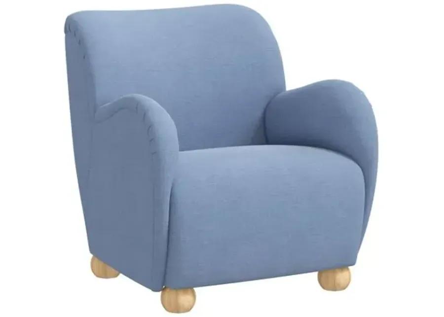 Luna Accent Chair - Linen - Blue, Comfortable, Durable, Cushioned, Linenlike Upholstery