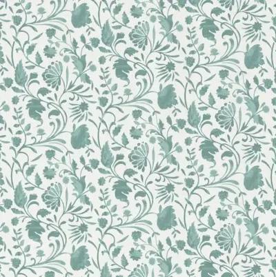 Anne Skirted Storage Ottoman - Vine Floral - Green