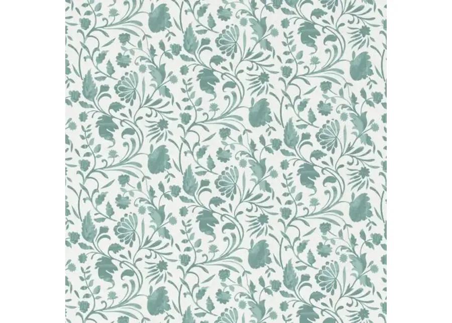 Anne Skirted Storage Ottoman - Vine Floral - Green