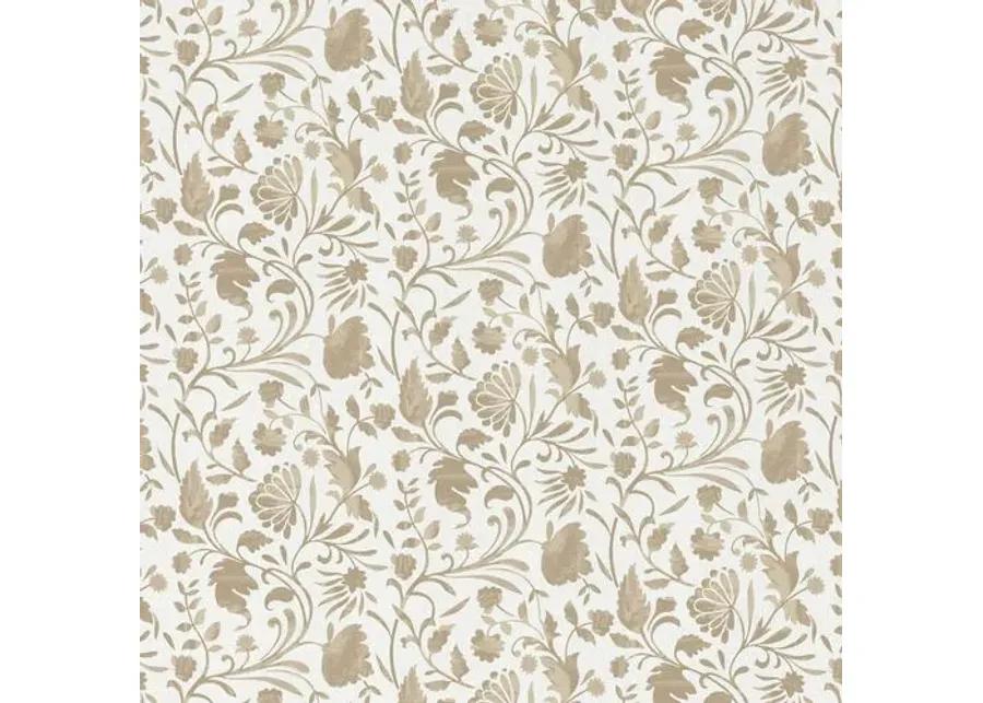 Anne Skirted Storage Ottoman - Vine Floral - Beige