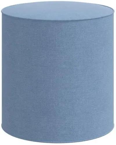 Harper Round Ottoman - Linen - Blue