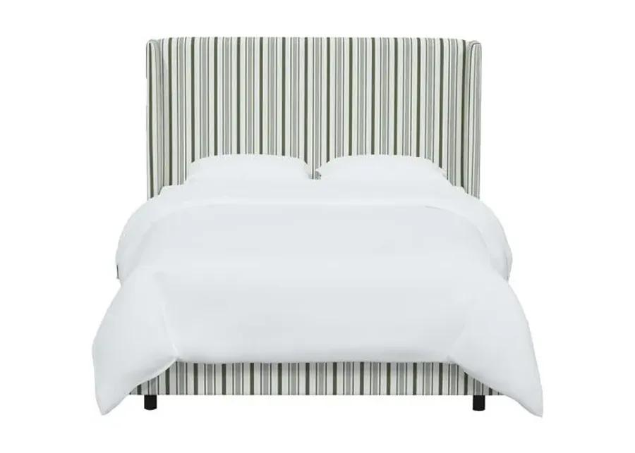 Kelly Wingback Bed - Luli Stripe - Green