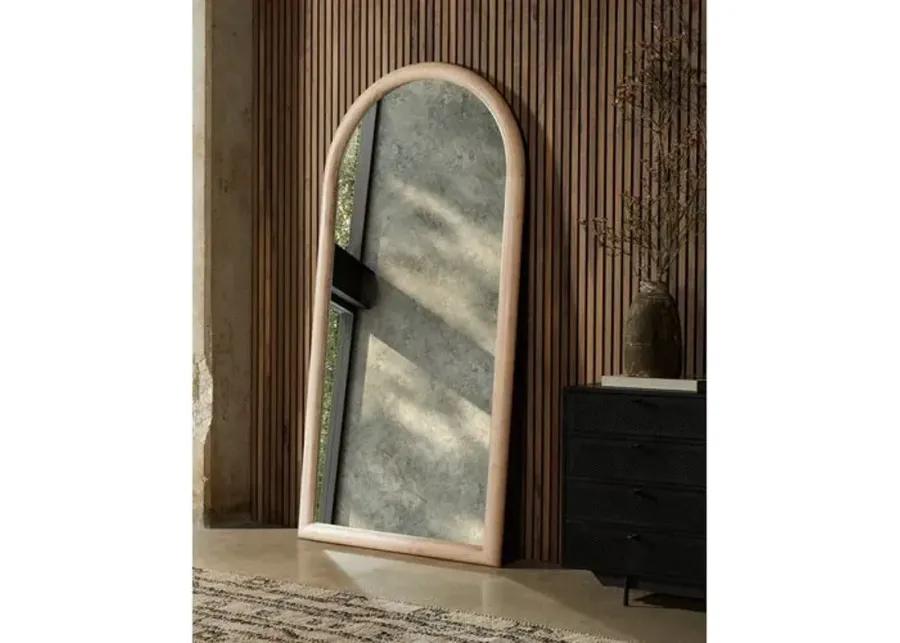 Killian Arched Wood Floor Mirror - Brown