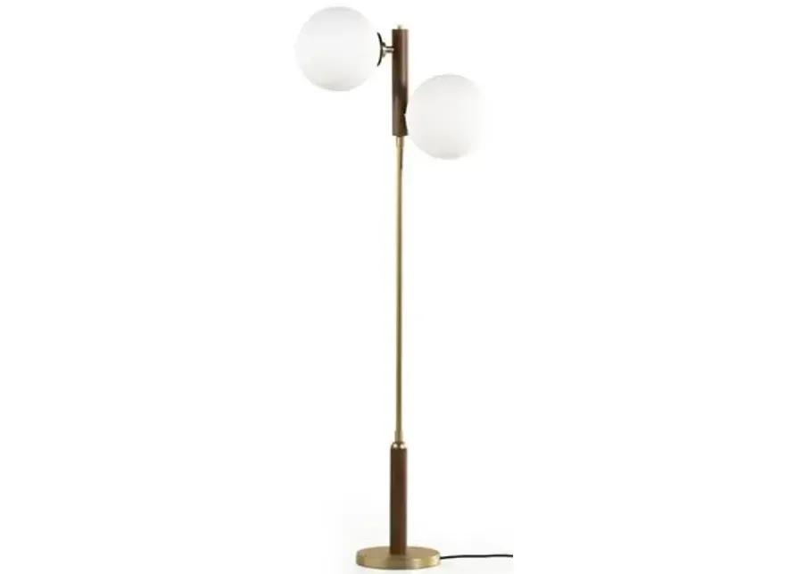 Wesley Floor Lamp - Walnut/Aged Brass