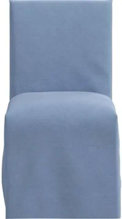 Edith Slipcover Dining Side Chair - Linen - Blue