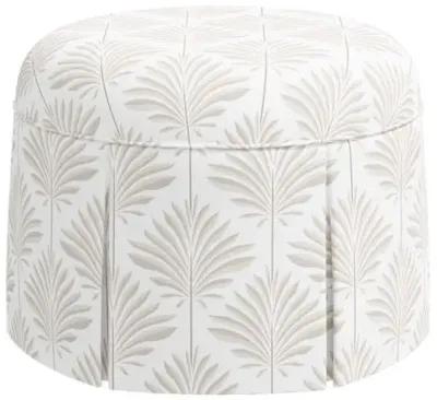 Liza Skirted Ottoman - Cerifera Palm - Beige