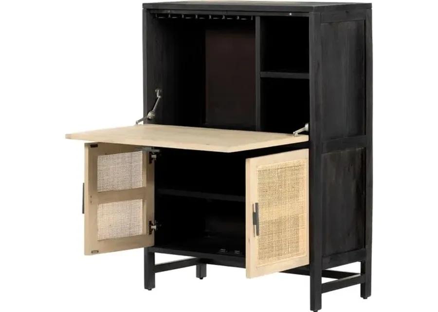 Aimee Cane Bar Cabinet - Black