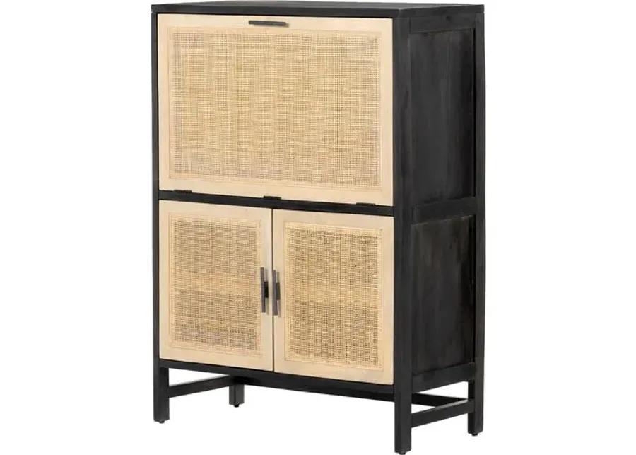 Aimee Cane Bar Cabinet - Black