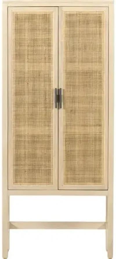 Aimee Cane Narrow Tall Cabinet - Beige