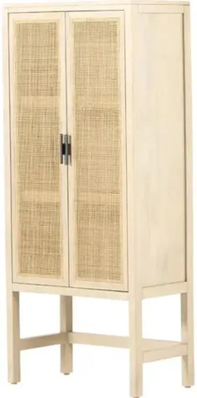 Aimee Cane Narrow Tall Cabinet - Beige