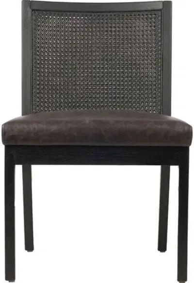 Aimee Cane Armless Dining Side Chair - Brushed Ebony - Black