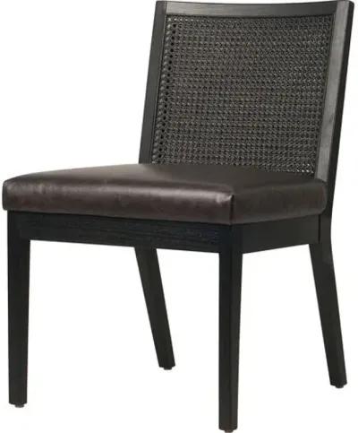 Aimee Cane Armless Dining Side Chair - Brushed Ebony - Black