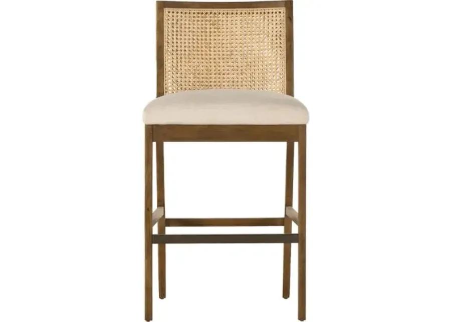 Aimee Cane Armless Barstool - Beige