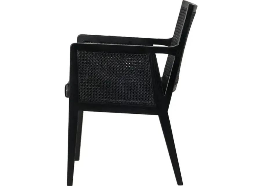 Aimee Cane Dining Armchair - Brushed Ebony - Black