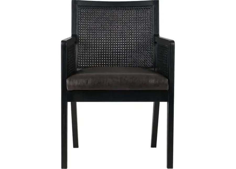 Aimee Cane Dining Armchair - Brushed Ebony - Black