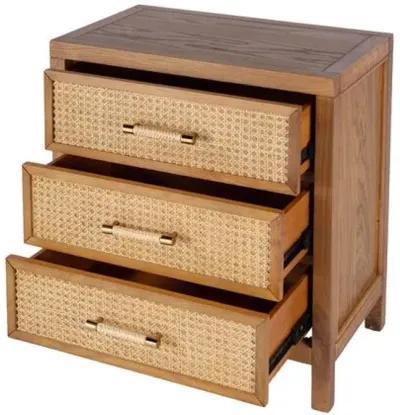 Rotan Cane 3-Drawer Nightstand - Natural