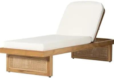 Medora Cane Outdoor Chaise Lounge - Natural Teak/White - Comfortable, Sturdy, Stylish