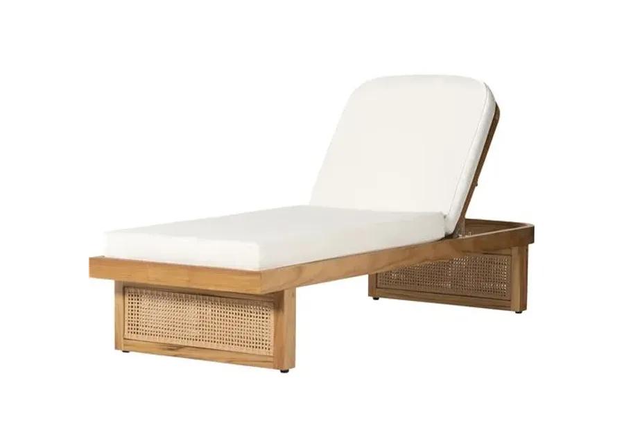 Medora Cane Outdoor Chaise Lounge - Natural Teak/White - Comfortable, Sturdy, Stylish