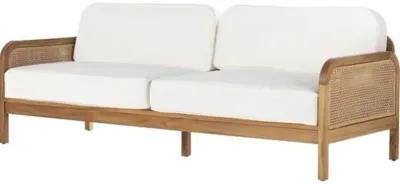 Medora 90" Cane Outdoor Sofa - Natural Teak/White