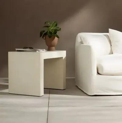 Yuki Outdoor End Table - White Concrete