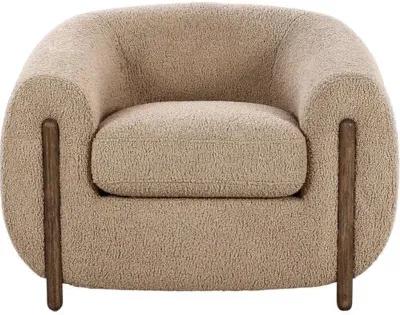 Renee Accent Chair - Sheepskin Camel - Beige, Comfortable, Durable, Cushioned