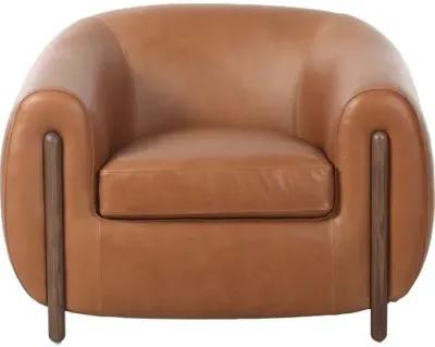 Renee Accent Chair - Valencia Camel Leather - Brown, Comfortable, Durable, Cushioned