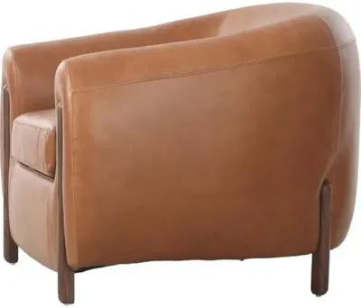 Renee Accent Chair - Valencia Camel Leather - Brown, Comfortable, Durable, Cushioned