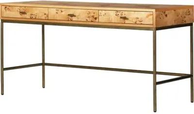 Athena Desk - Amber Mappa Burl - Brown