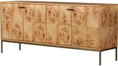 Athena 4-Door Sideboard - Amber Mappa Burl - Brown