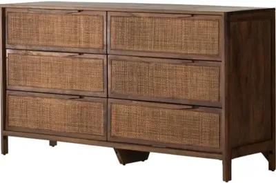 Selena Cane 6-Drawer Dresser - Brown