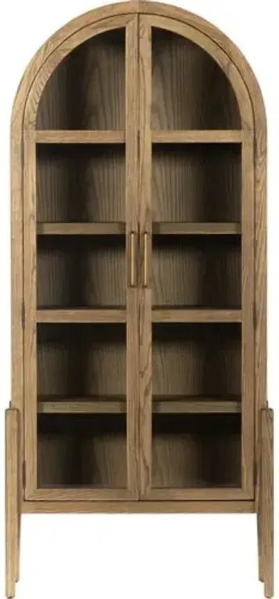 Talia Arched Cabinet - Drifted Oak - Brown