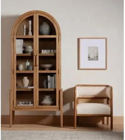 Talia Arched Cabinet - Drifted Oak - Brown