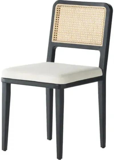 Michaela Cane Dining Chair - Brushed Ebony/Flax Performance - Ivory