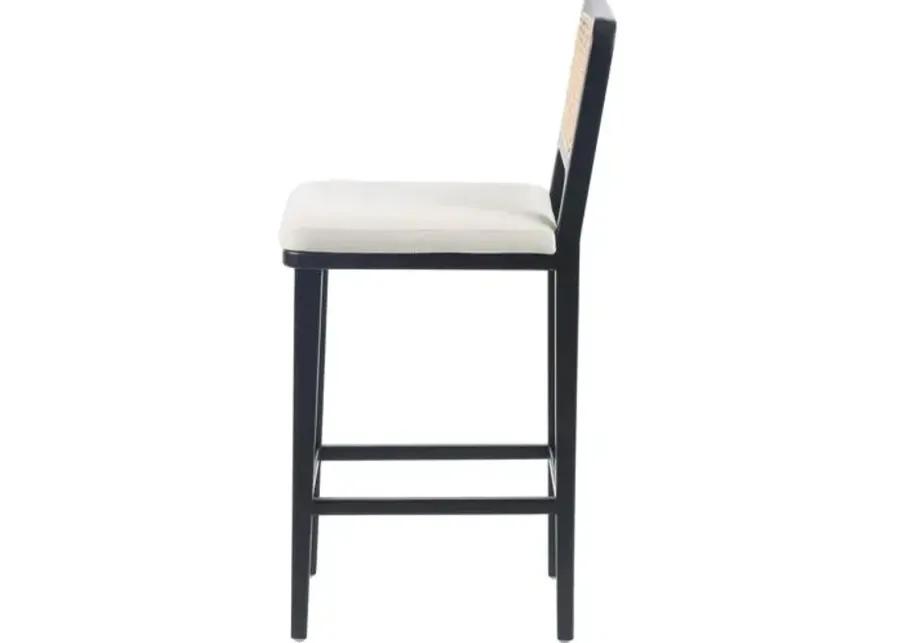 Michaela Cane Counter Stool - Brushed Ebony/Flax Performance