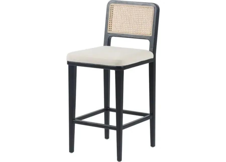 Michaela Cane Counter Stool - Brushed Ebony/Flax Performance