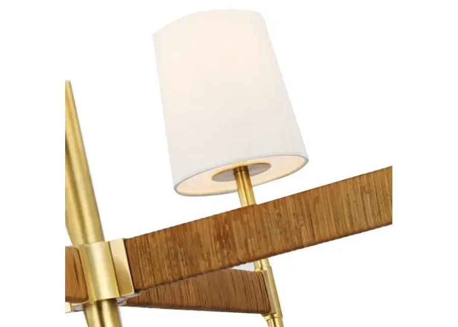 Visual Comfort - Elle Large Rattan Chandelier - Gold