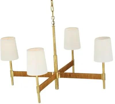 Visual Comfort - Elle Large Rattan Chandelier - Gold