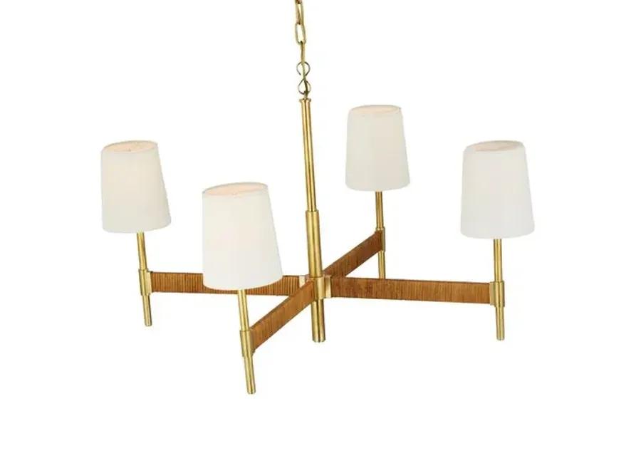 Visual Comfort - Elle Large Rattan Chandelier - Gold