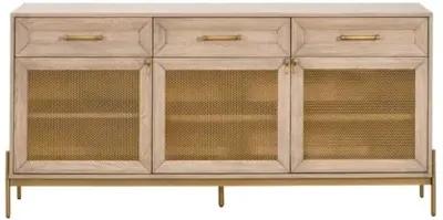 Carson Media Sideboard - Light Honey Oak/Brushed Gold - Beige