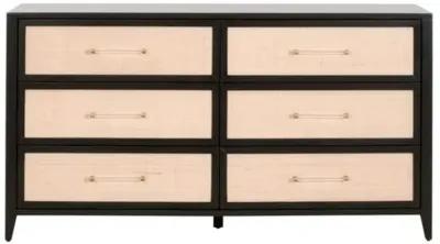 Dalton Rattan 6-Drawer Dresser - Brushed Black/Natural